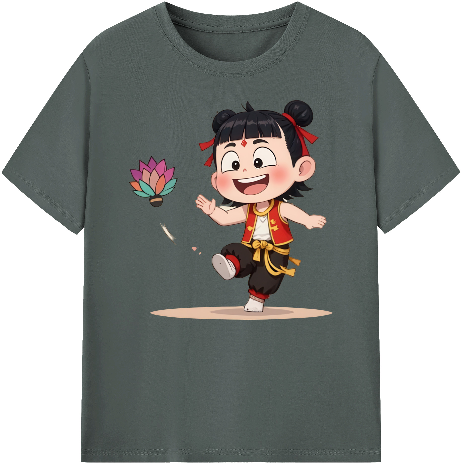 （画像用） Ne Zha 2 ナタ 魔童の大暴れ 綿100％ メンズ半袖Tシャツ｜肌触りやわらか＆通気性